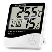Indoor Temperature, Humidity Thermometer with Clock Alarm HTC-1 with Certificate